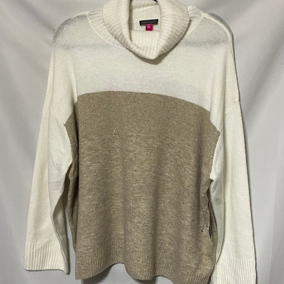 Vince Camuto Sweaters - NWT VINCE CAMUTO WO SIZE 2X SWEATER SOFT CREAM TAN GOLD METALLIC THREADS COMFY